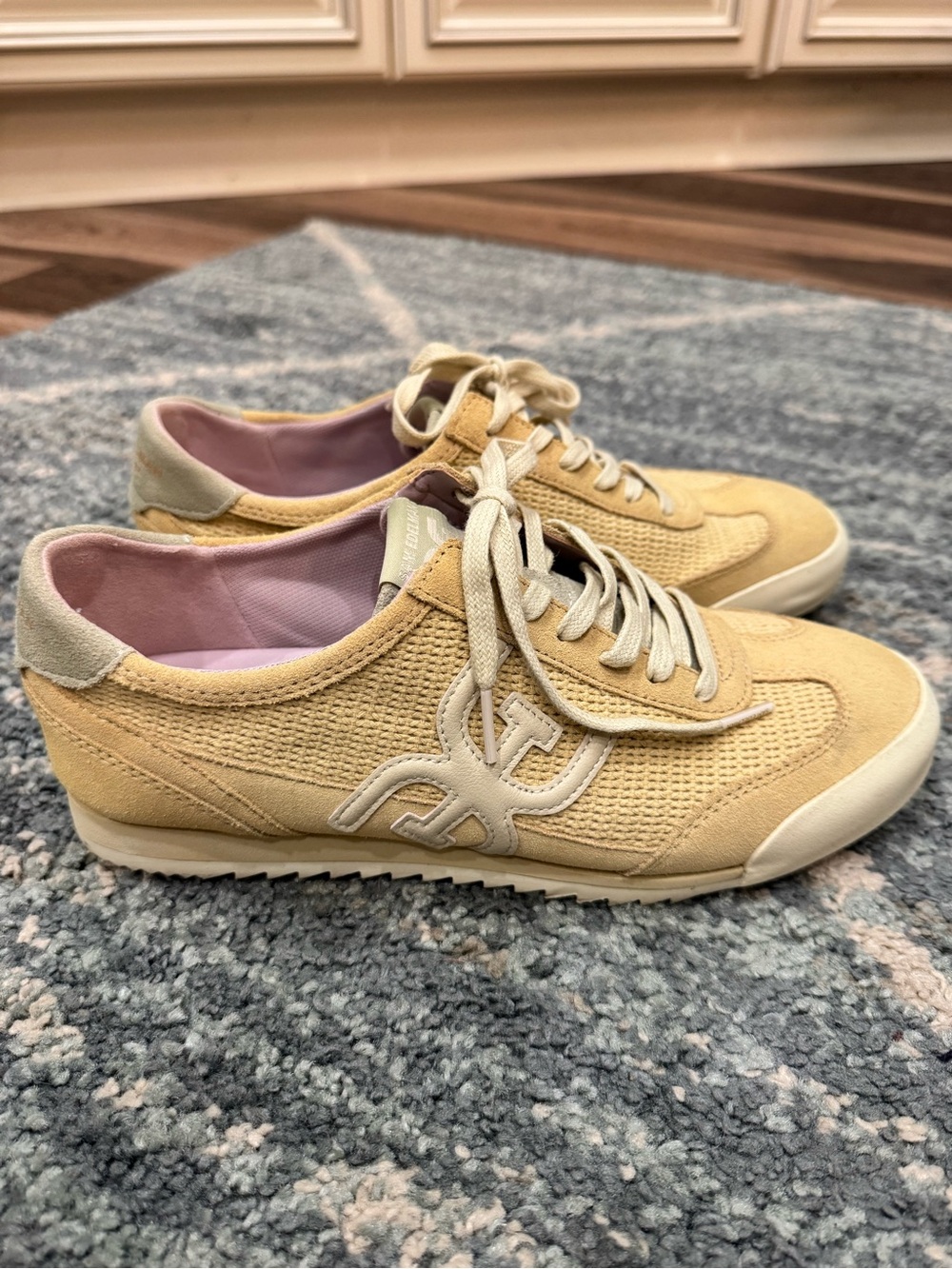 Sam Edelman Beige and mint Low-Top Sneakers